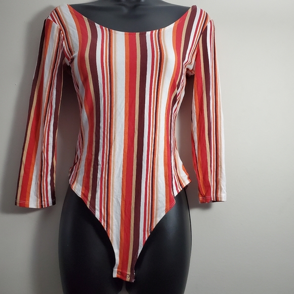 🌞 3/$30 Forever21 Stripe bodysuit w/ long sleeve. - Picture 1 of 4